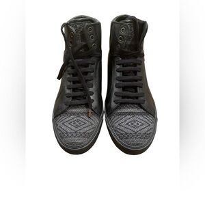 Cobra Society Black and Gray High-Top Sneakers LEATHER and WOOL size 42